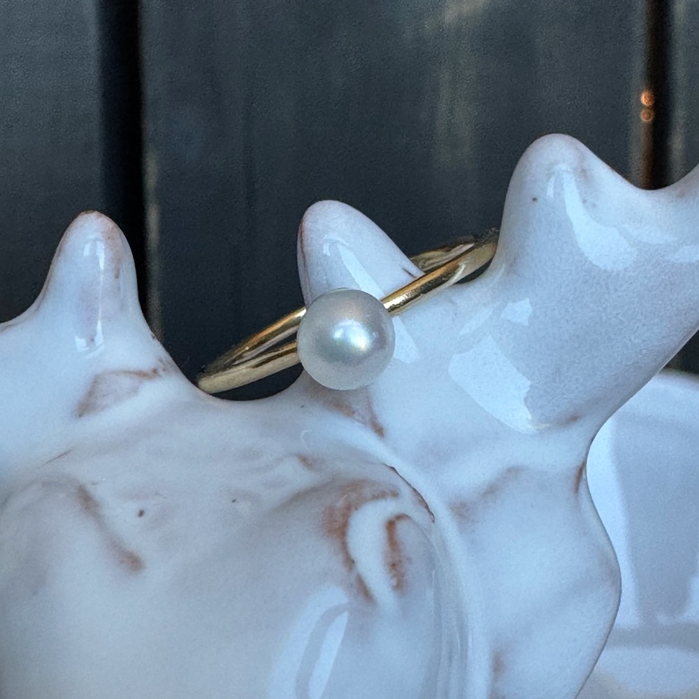 14YG Akoya Pearl Solitaire Ring